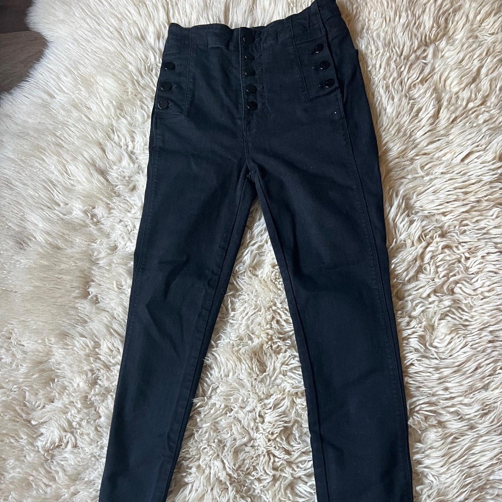 J Brand sailor button black skinny jeans
